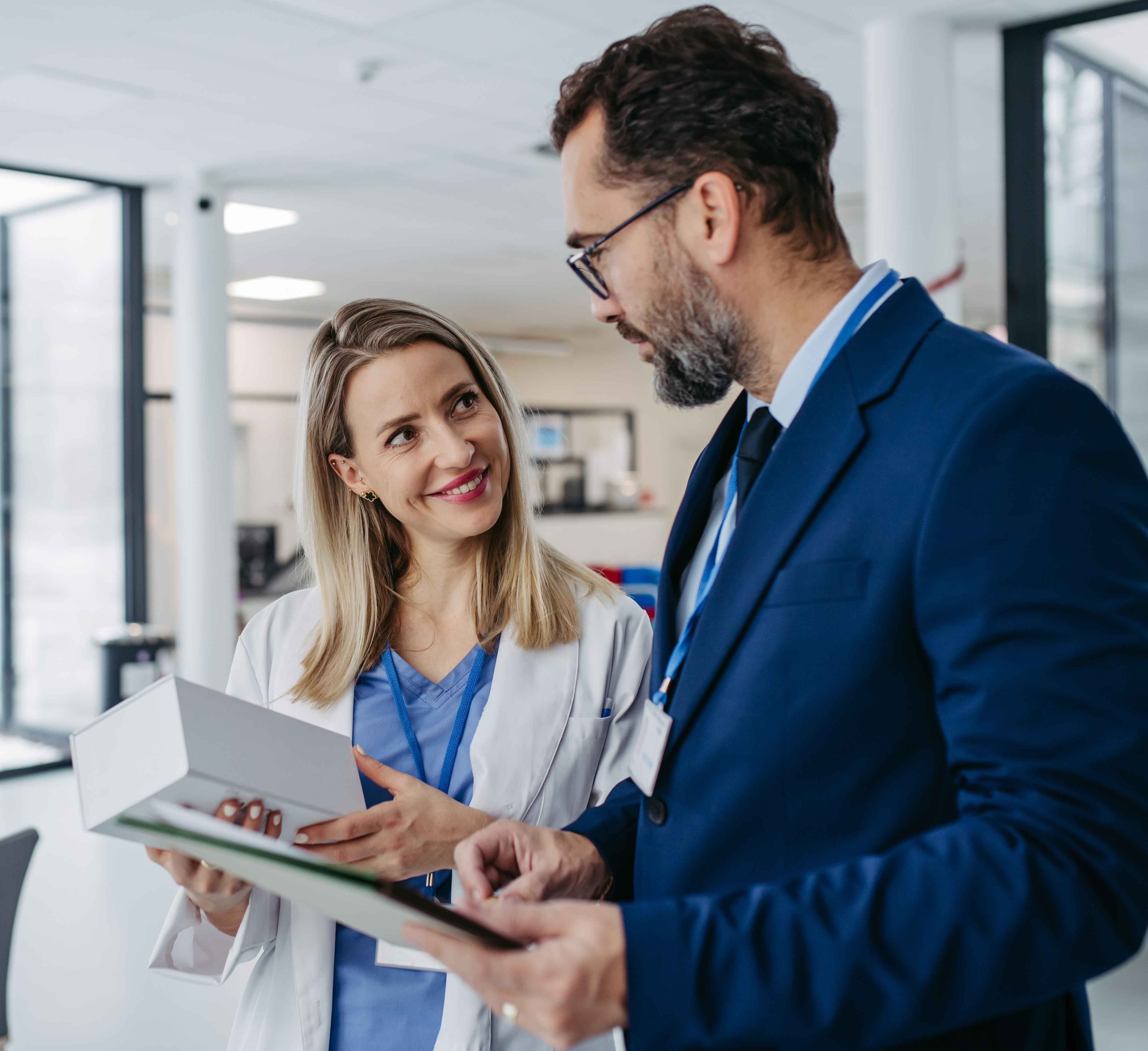 Two medical professionals talking